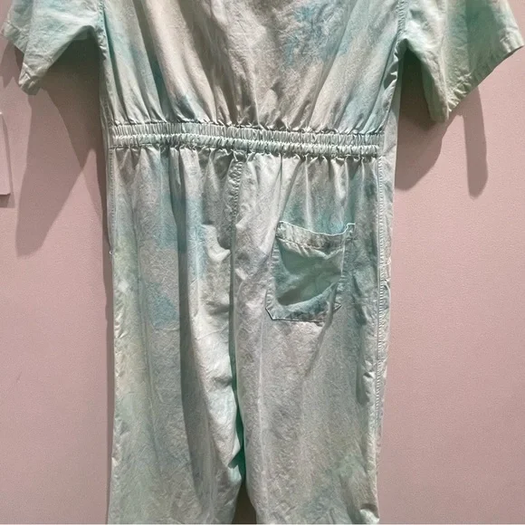 Tie-dye Blue & Green Retro Cargo Jumpsuit 100% Cotton Size XXS - Picture 10 of 14